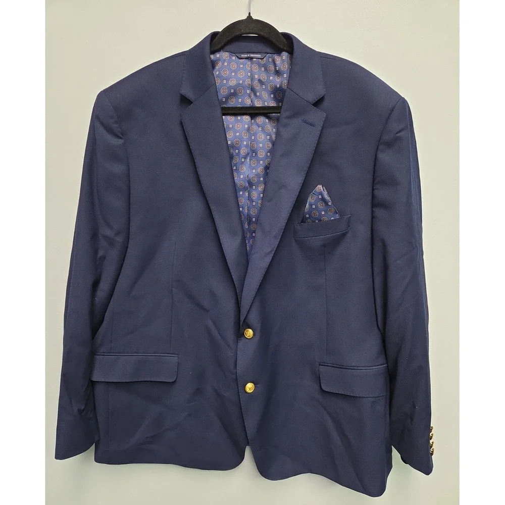 RALPH Ralph Lauren Blazer Men's 50R Navy Blue Gold Crest Buttons Sport Coat